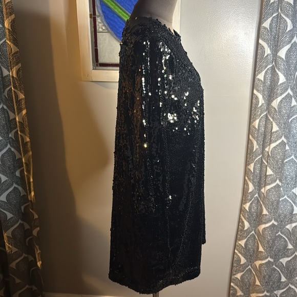 Esmara by Heidi Klum Sparkly Black Sequin Mini Shift Dress SZ Medium - Picture 6 of 8